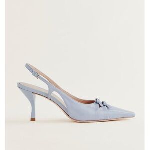 Reformation Noreen Slingback Heels Patent Leather Aqua Blue